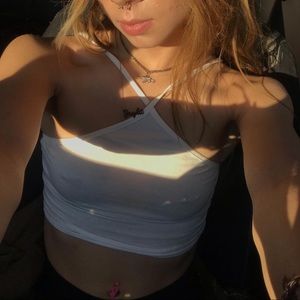 white cross strap top